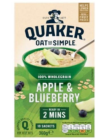 Quaker Oat So Simple Apple & Blueberry Porridge Sachets 360g