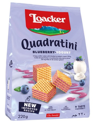 Loacker Quadratini Waffles Blueberry & Yoghurt 220g