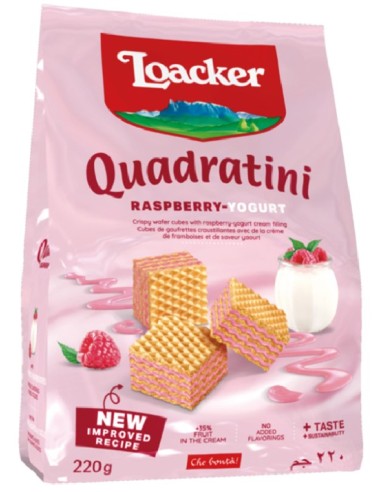 Loacker Quadratini Waffles Raspberry & Yoghurt 220g