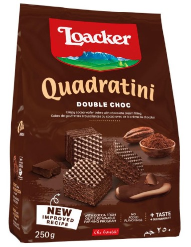 Loacker Quadratini Waffles Double Choc 250g