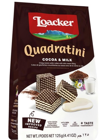 Loacker Quadratini Waffles Cocoa & Milk 125g