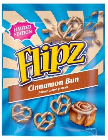 Flipz Cinnamon Bun Flavour Coated Pretzel Snacks 90g