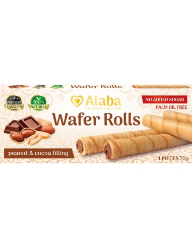 Alaba Wafer Rolls Peanut & Cocoa Filling 70g