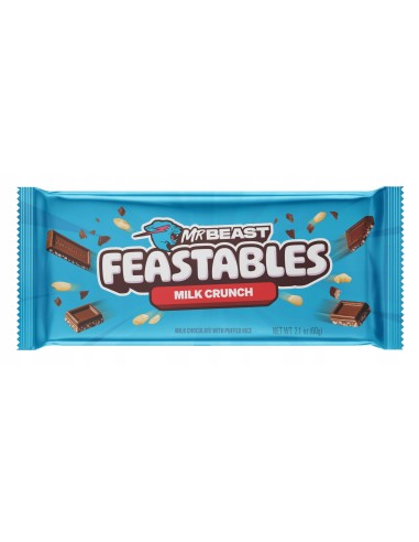 MrBeast Feastables Crunch Milk Chocolate with Puffed Rice Bar 60g