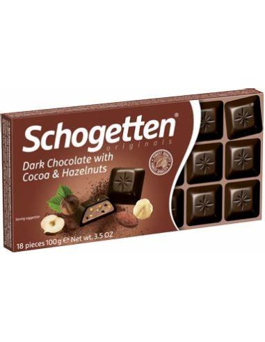 Schogetten Dark Chocolate with Cocoa & Hazelnut 100g