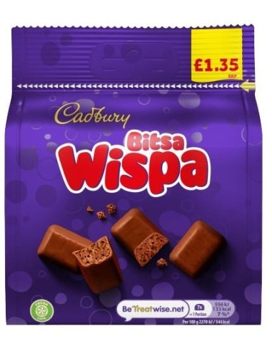 Cadbury Bitsa Wispa Chocolate Bag Pmp £1.35 95g