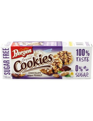 Bergen Sugar Free Chocolate Striped Peanut Cookies 125g