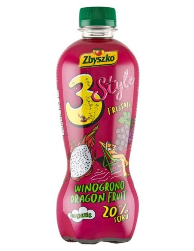 Zbyszko 3 Style Grape Dragon Fruit Fizzy Drink 400ml