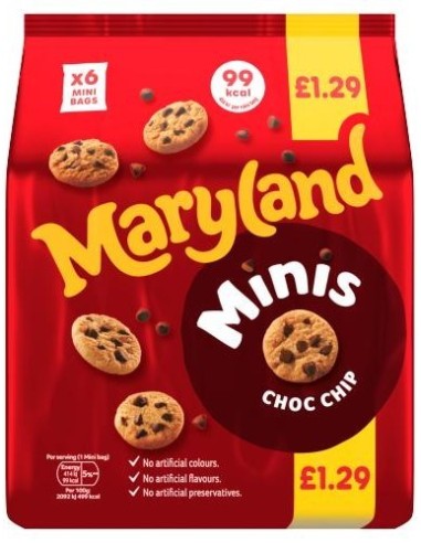 Maryland Cookies Minis Choc Chip 6 Mini Bags 118.8g