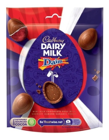 Cadbury Dairy Milk Miniature Daim Chocolate Easter Egg Bag 77g