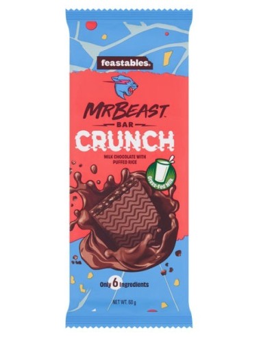 MrBeast Feastables Crunch Milk Chocolate with Puffed Rice Bar 60g