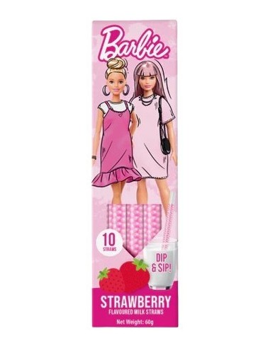 Barbie Dip & Sip Milk Straws Strawberry 10Pk 60g