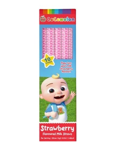 Cocomelon Dip & Sip Milk Straws Strawberry 10Pk 60g