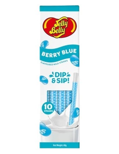 Jelly Belly Dip & Sip Milk Straws Berry Blue 10Pk 60g