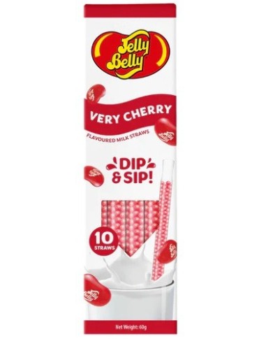 Jelly Belly Dip & Sip Milk Straws Very Cherry 10Pk 60g