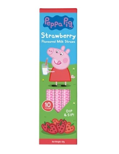 Peppa Pig Dip & Sip Milk Straws Strawberry 10Pk 60g