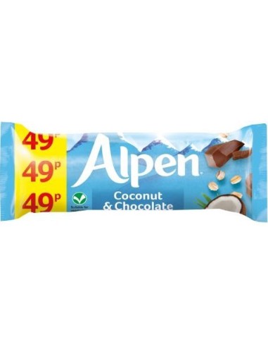 Alpen Cereal Bar Coconut & Chocolate Pmp 59p (or 2 for £1) 29g