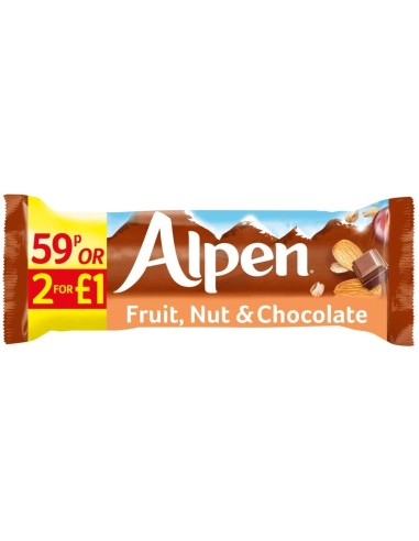 Alpen Cereal Bar Fruit & Nut With Chocolate 59p (or 2 for £1) 29g
