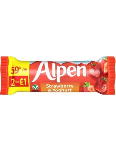 Alpen Cereal Bar Strawberry & Yoghurt Pmp 59p (or 2 for £1) 29g