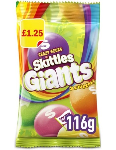 Skittles Giants Vegan Crazy Sours Pmp £1.25 116g