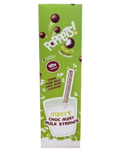Poppets Chocolate Mint Milk Straws 10x6g