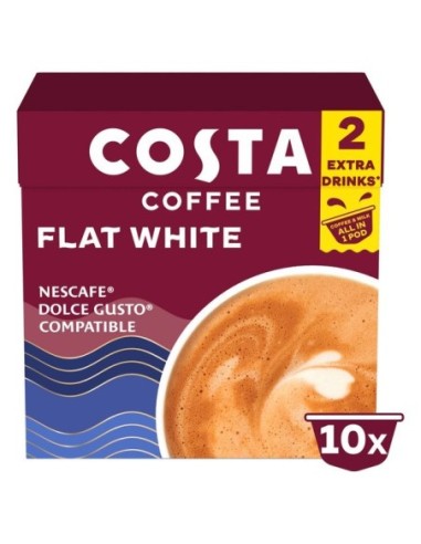 Costa Coffee Dolce Gusto Compatible Flat White Pods 10x14g