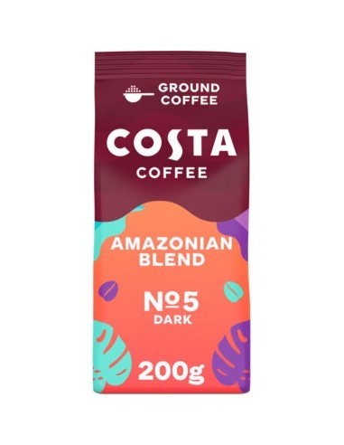 Costa Coffee Amazonian Blend Roast & Ground for Cafetiere & Filter Coffee 200g