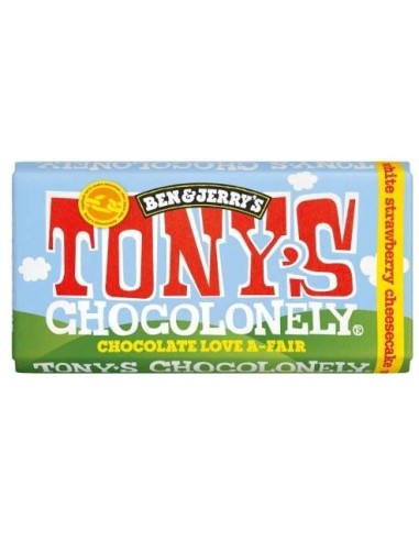 Tony's Chocolonely Ben & Jerry's White Chocolate Strawberry Cheesecake Block 180g