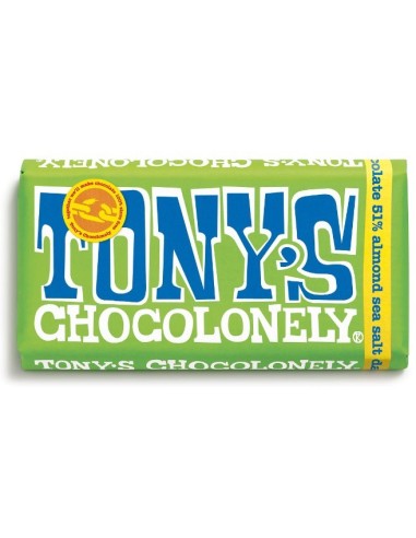 Tony's Chocolonely Fairtrade Dark Chocolate Almond Sea Salt 51% 180g