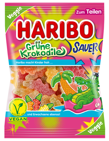 Haribo Grüne Krokodile Sauer (Vegan) 175g