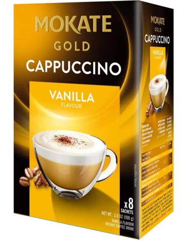 Mokate Gold Cappuccino Vanilla Flavour Instant Coffee Drink 8x12.5g