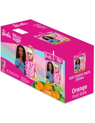 Barbie No Added Sugar Orange Fruit Pouch Drink 10x200ml