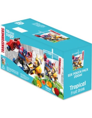 Transformers No Added Sugar Tropical Fruit Pouch Drink 10x200ml