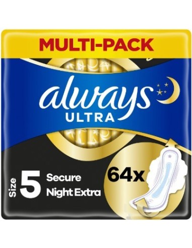 Always Pad Ultra Secure Extra Night 64pcs