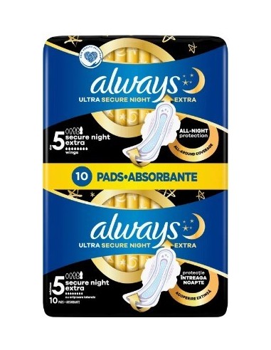 Always Pad Ultra Secure Extra Night Duo 10pcs