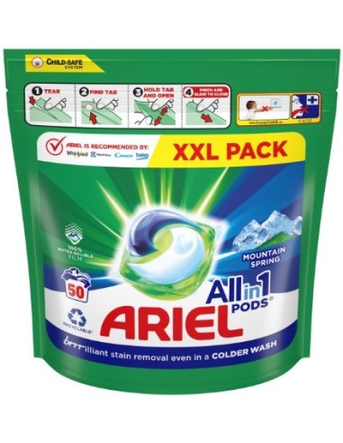 Ariel Liquid Tabs Mountain Spring 50 Units