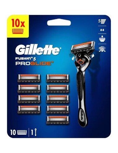 Gillette Fusion Proglide Razor + 10 Blades 1pc