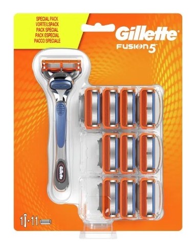 Gillette Fusion Razor + 11 Bladess 1pc