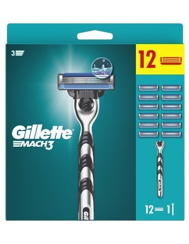 Gillette Mach3 Razor + 12 Blades 1pc