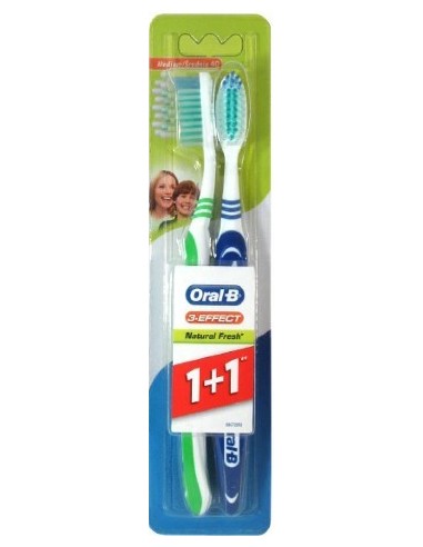 Oral-B 3-Effect Natural Fresh Medium Toothbrush 1 + 1 2pcs