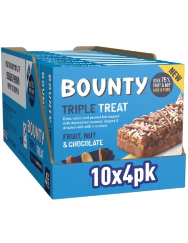 Bounty Triple Treat Fruit & Nut Chocolate Bar Snack 4x32g