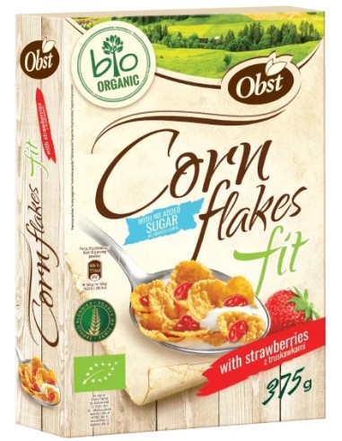 Obst Corn Flakes Fit with Strawberries 375g