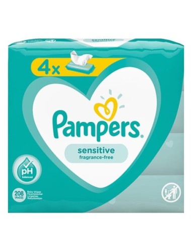 Pampers Wipes Sensitive 4x52pcs